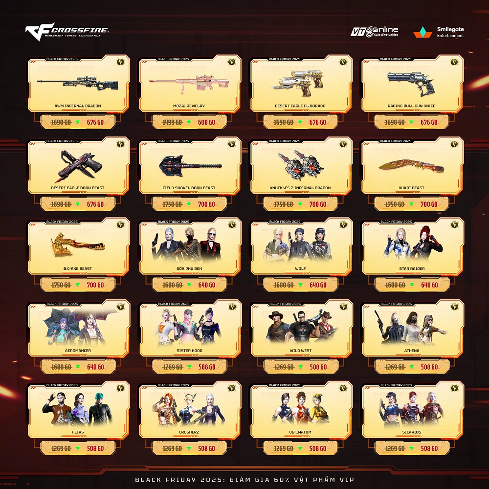 Các nhân vật VIP được giảm giá cực sâu