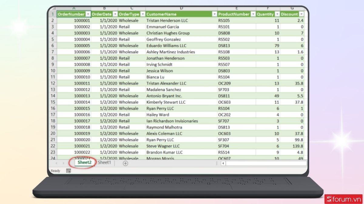 Bảng tính mới sẽ tự động xuất hiện