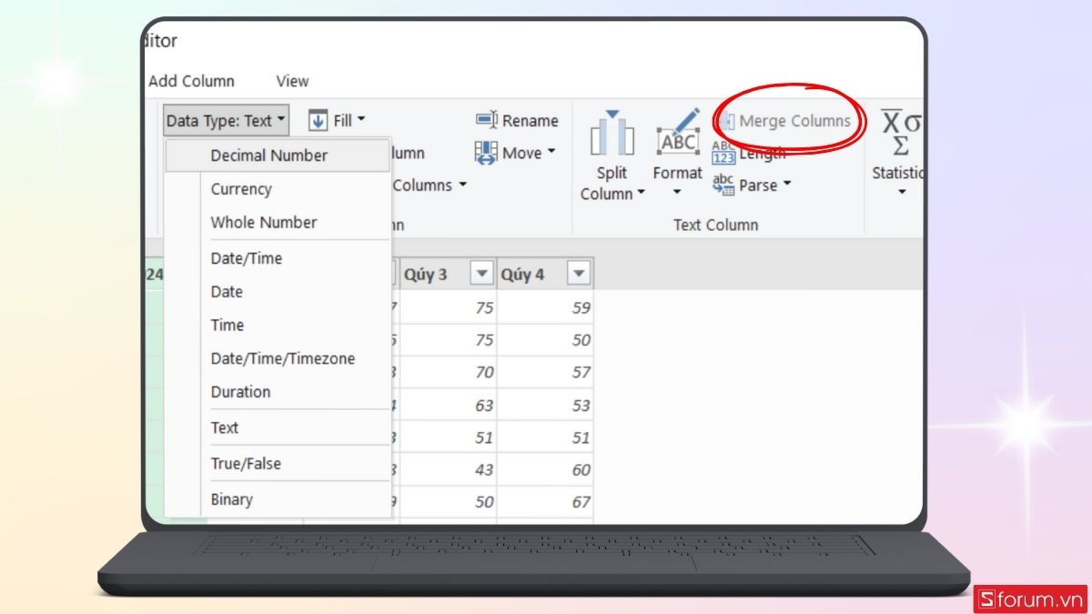 Tính năng Merge Columns
