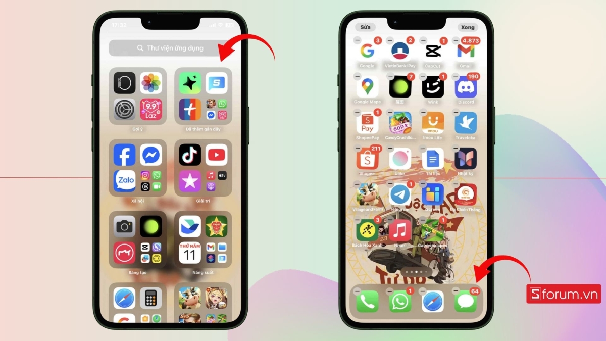 Có thể dùng App Library & Dock để mở đa nhiệm trên iPhone