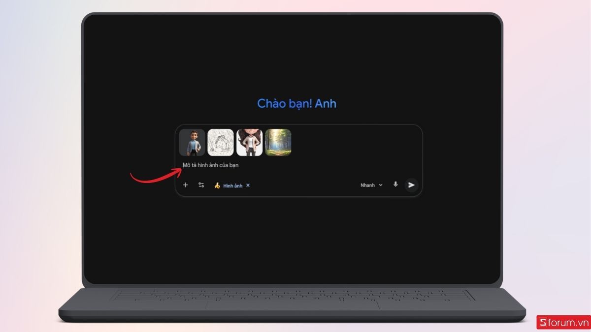 Nhập câu lệnh vào Gemini Banana Pro