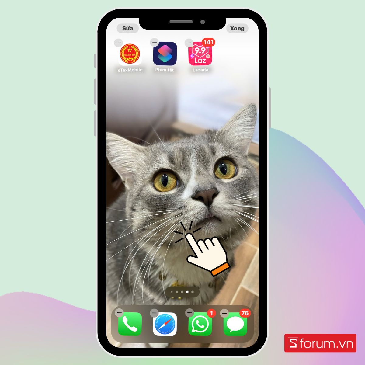 Cách cài đồng hồ trên màn hình điện thoại iPhone bước 1