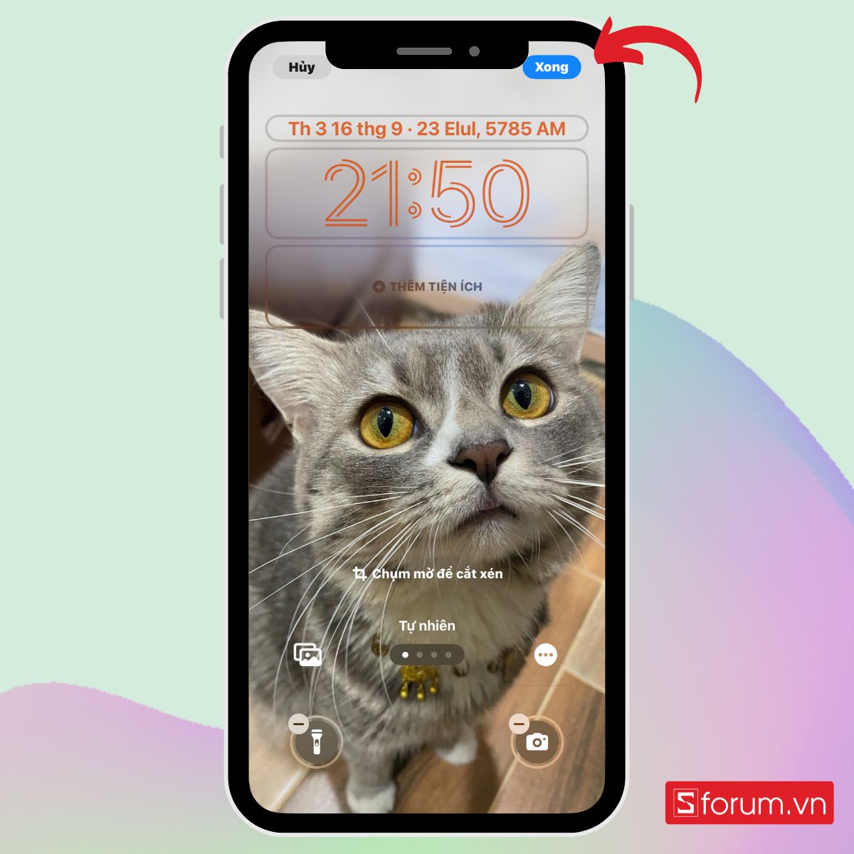 Cách cài hiển thị đồng hồ trên màn hình khoá iPhone bước 3