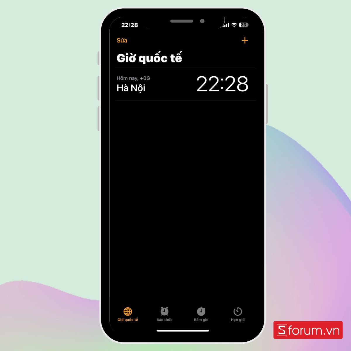 Hướng dẫn cách cài tuỳ chỉnh hiển thị thời gian thành phố trên màn hình iphone bước 1