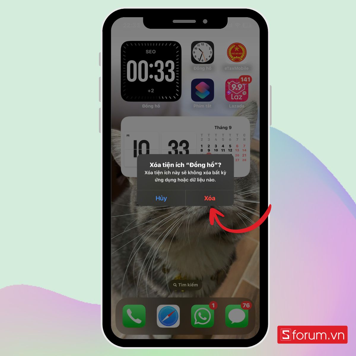 Cách gỡ cài hiển thị đồng hồ trên màn hình iPhone bước 2
