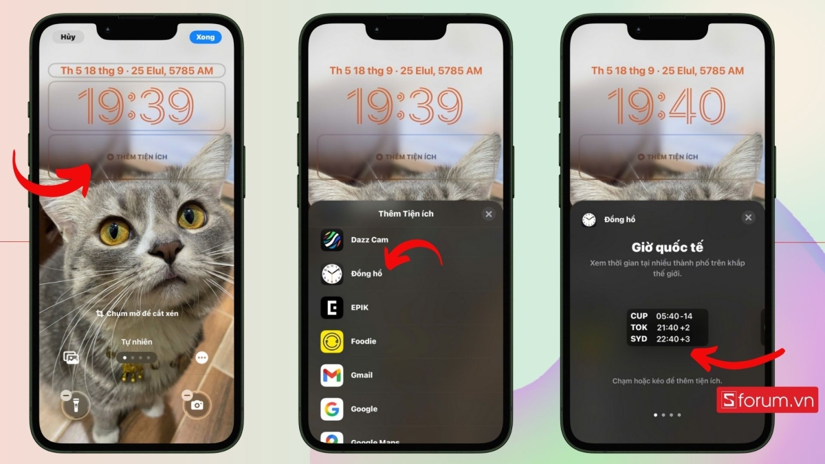 Cách cài hiển thị đồng hồ trên màn hình khoá iPhone bước 3-1