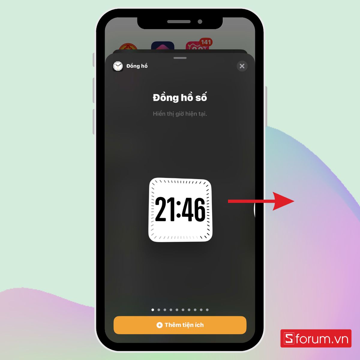 Cách cài đồng hồ trên màn hình điện thoại iPhone bước 4
