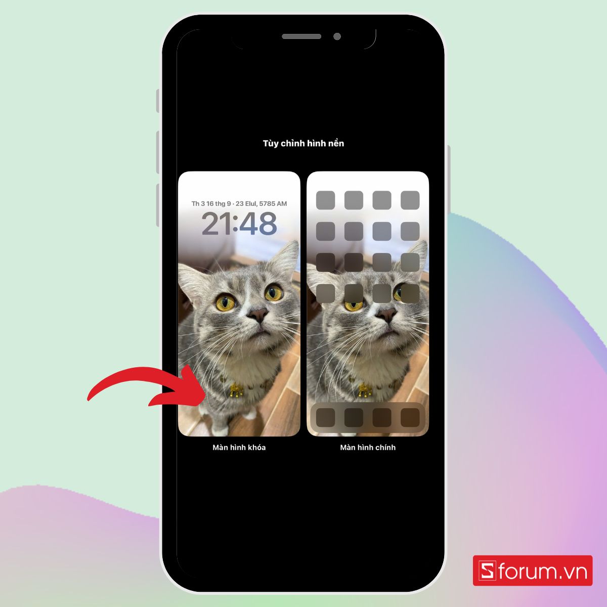 Cách cài hiển thị đồng hồ trên màn hình khoá iPhone bước 2