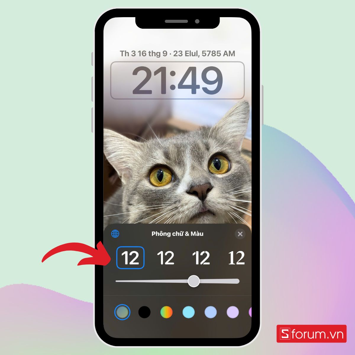 Cách cài hiển thị đồng hồ trên màn hình khoá iPhone bước 2-1