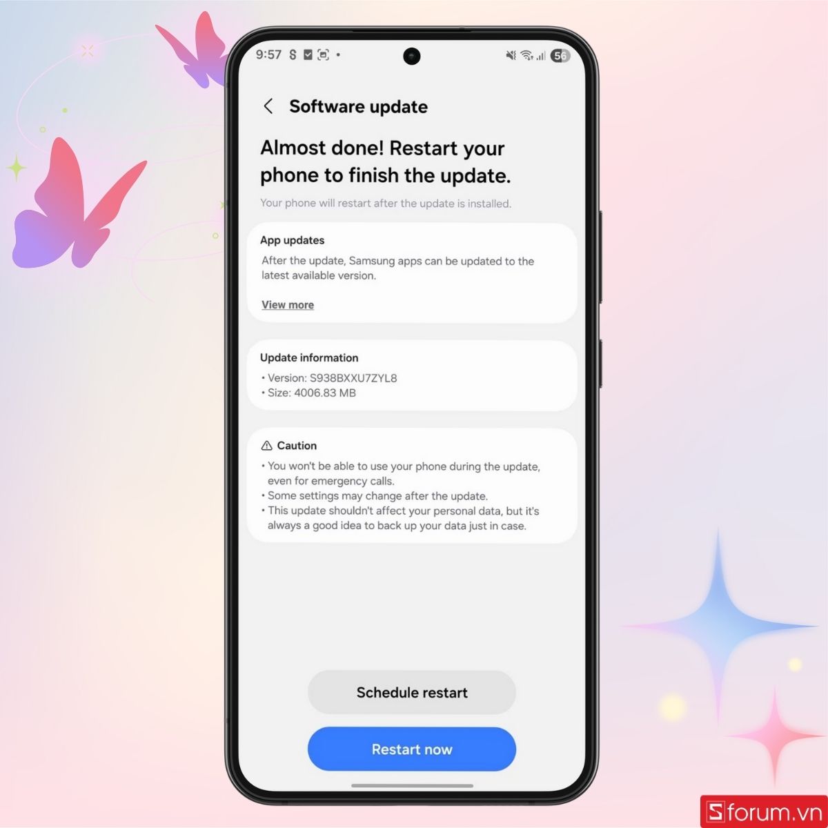 Khởi động lại máy để sử dụng One UI 8.5