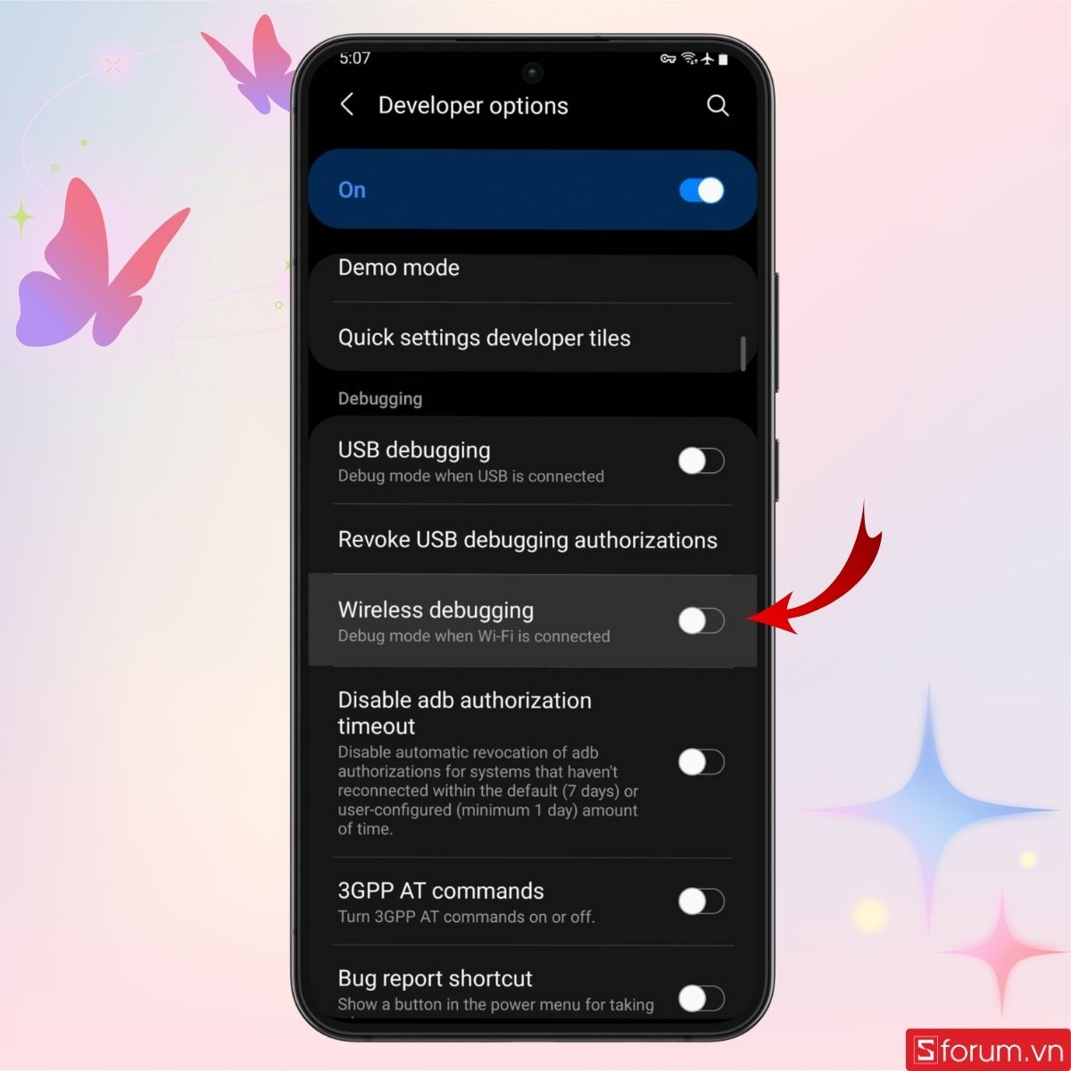 Bật tùy chọn Gỡ lỗi qua Wifi 