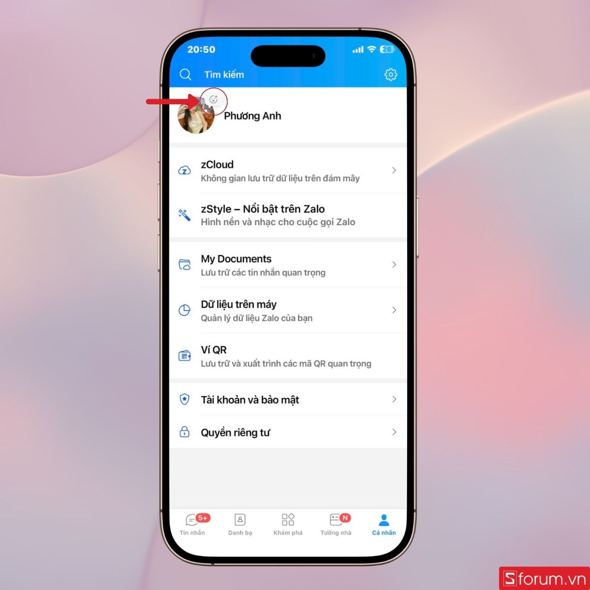 Nhấn vào biểu tượng như hình