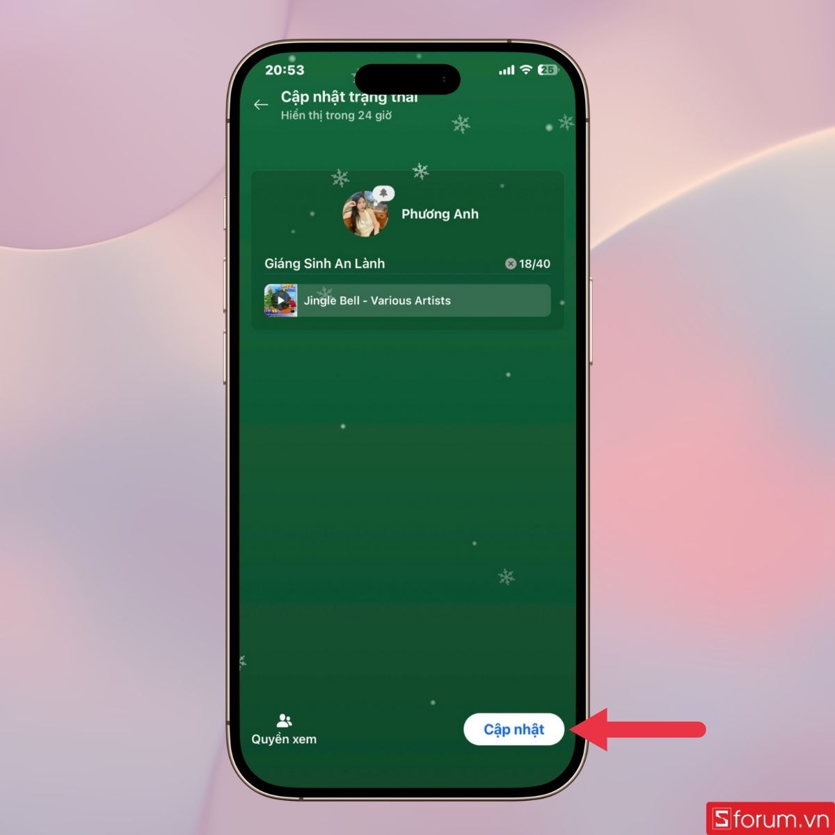 Nhấn vào Cập nhật để đăng trạng thái