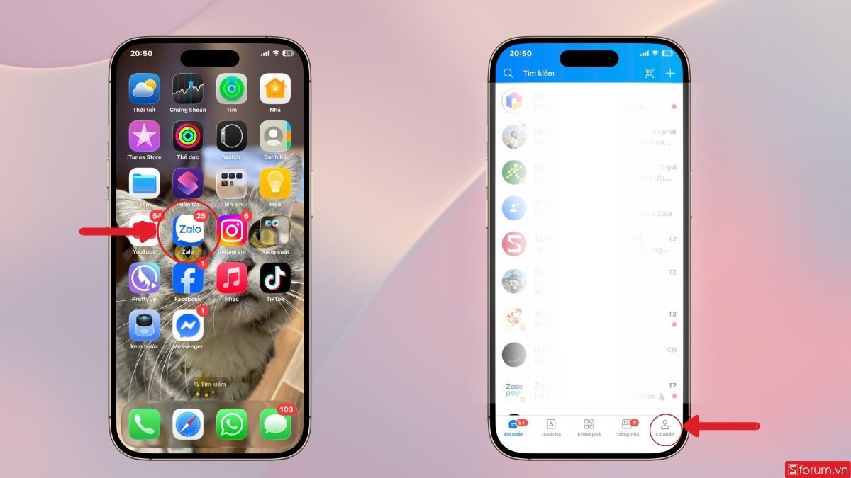 Vào mục Cá nhân trên Zalo
