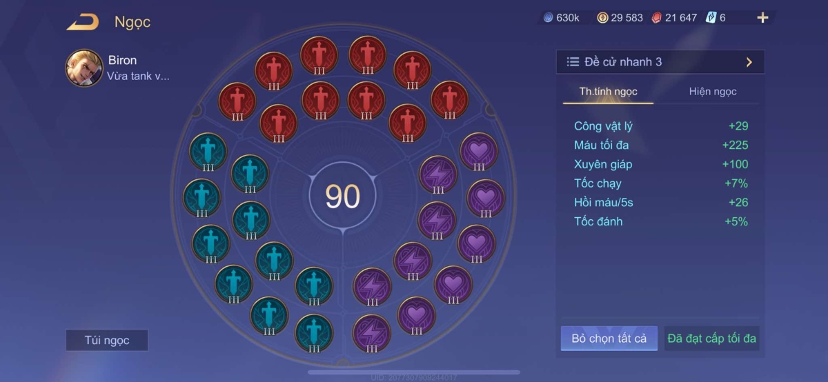 Bảng ngọc semi tank cho Biron
