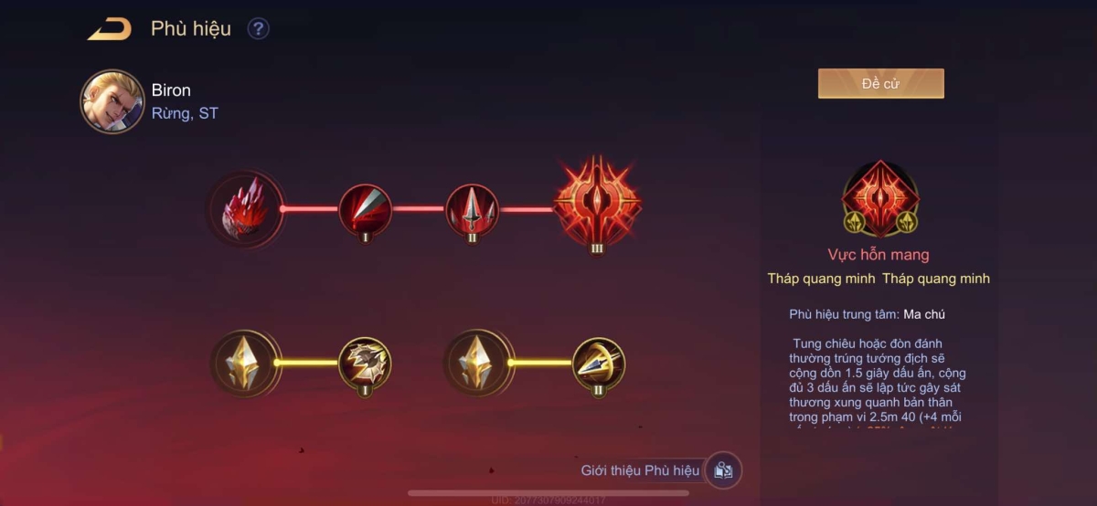 Phù hiệu full damage cho Biron