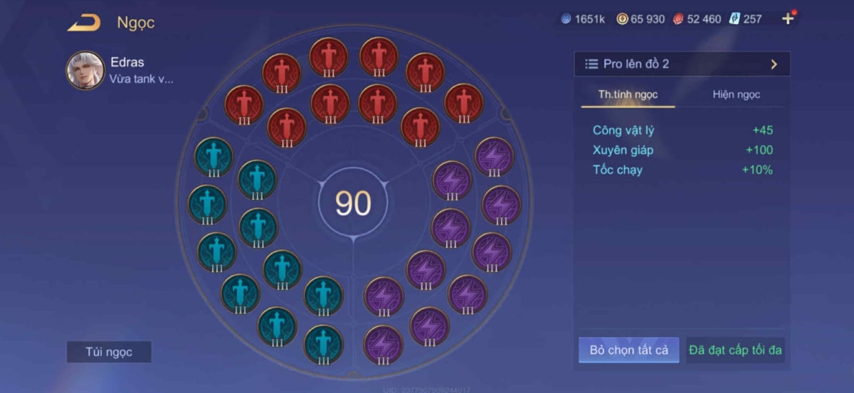 Bảng ngọc phù hợp nhất cho Edras