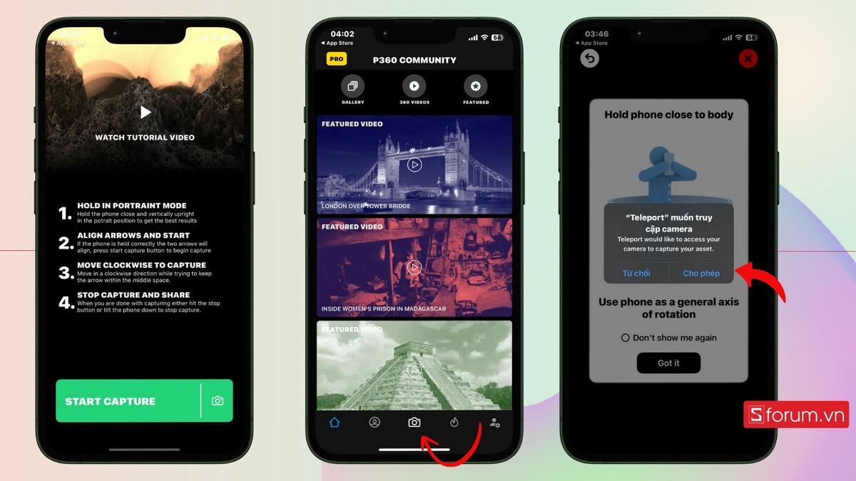Cách chụp ảnh 360 độ trên iPhone bằng Panorama 360 Camera bước 2