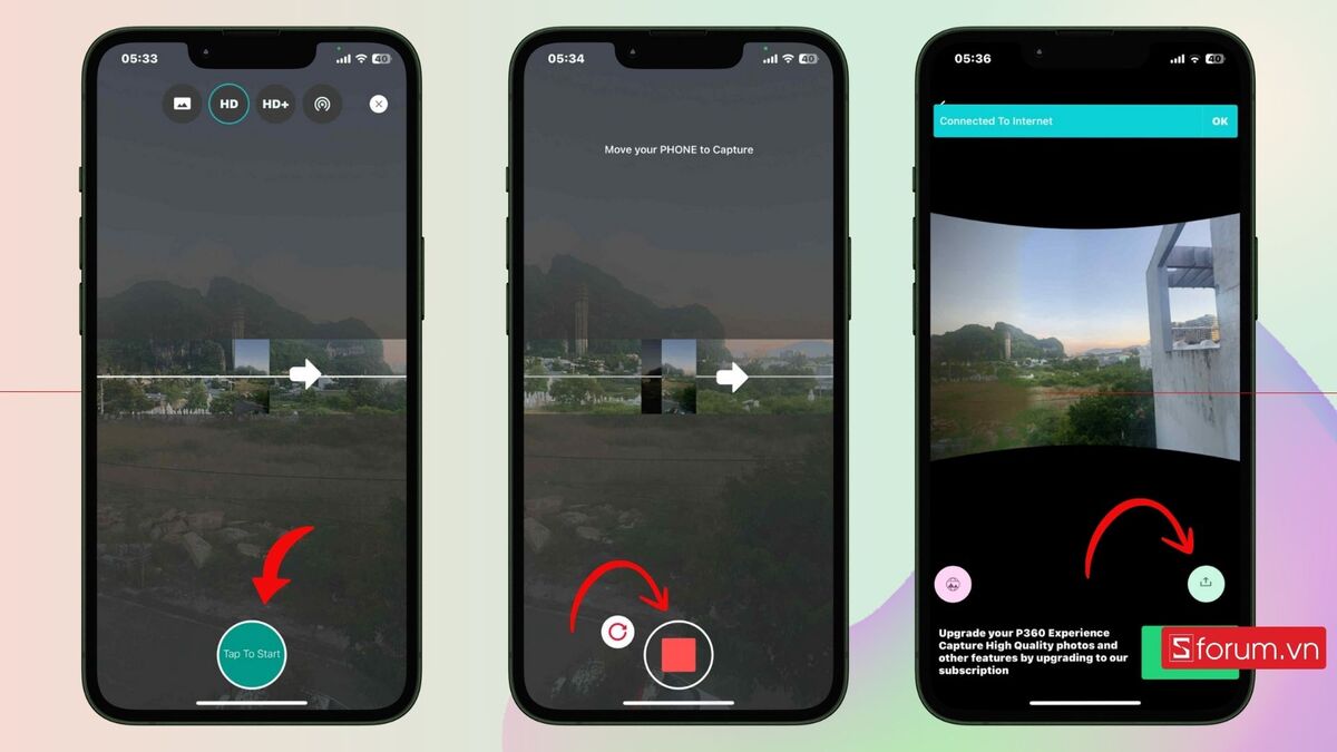 Cách chụp ảnh 360 độ trên iPhone bằng Panorama 360 Camera bước 3