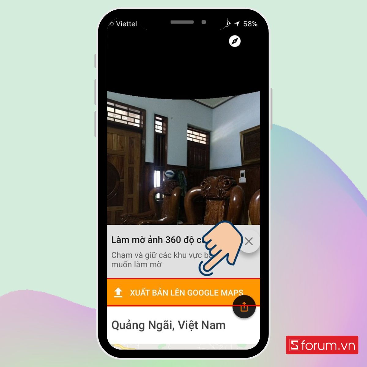 Cách chụp ảnh 360 độ trên iphone bằng app Google Street View bước 4-1