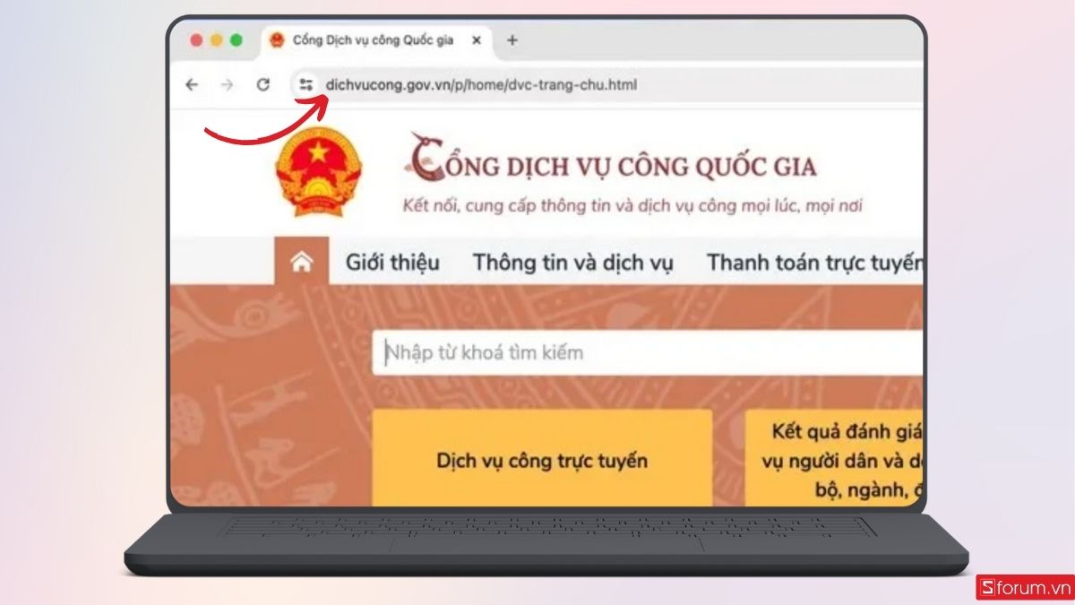 Truy cập trang web Cổng Dịch Vụ Công Quốc Gia