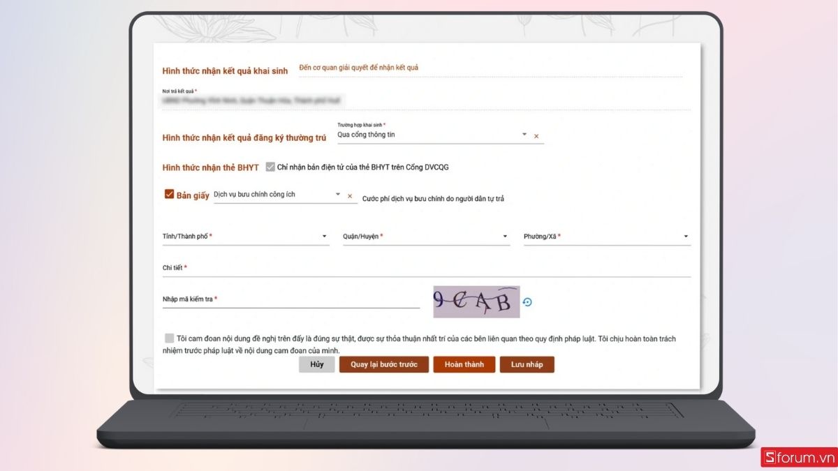 Nhấn chọn hình thức nhận kết quả theo nhu cầu của bạn