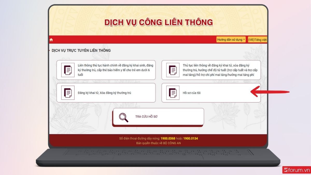 Đăng nhập và chọn mục Hồ sơ của tôi