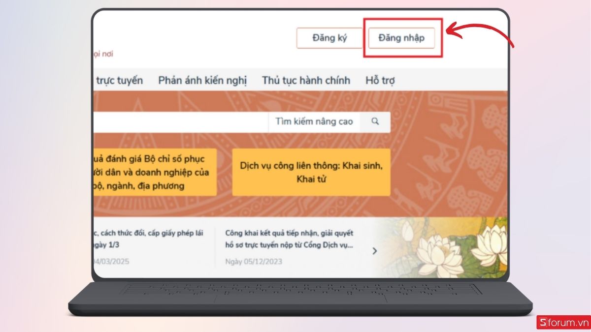 Đăng nhập tài khoản vào Cổng Dịch Vụ Công Quốc Gia