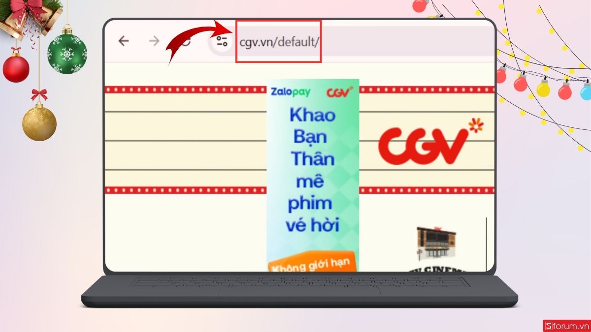 Truy cập vào trang web của CGV