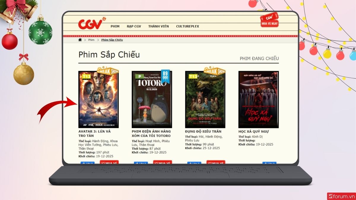 Lướt xuống dưới và tìm phim AVATAR 3