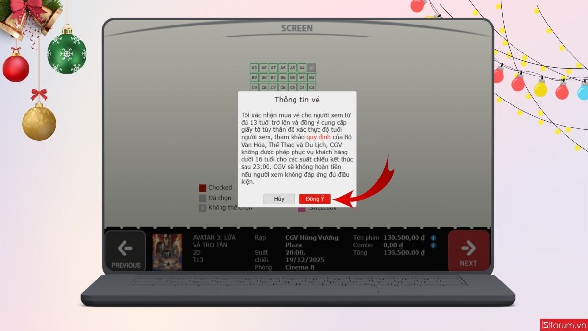 Nhấn xác nhận mua vé
