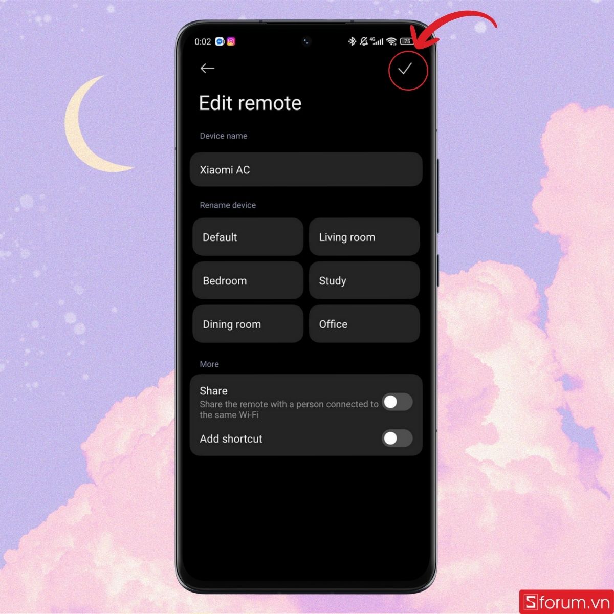 Lưu lại điều hòa vừa kết nối