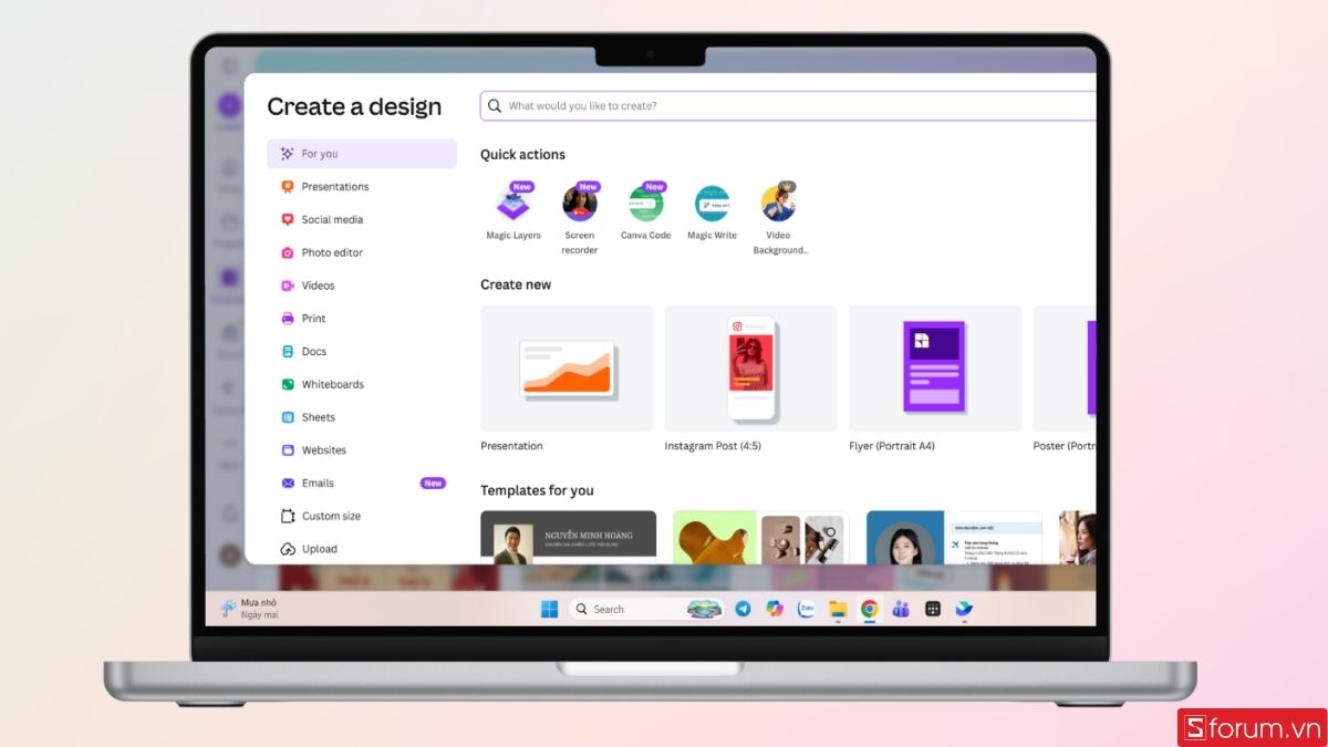 Tạo một thiết kế mới trên Canva