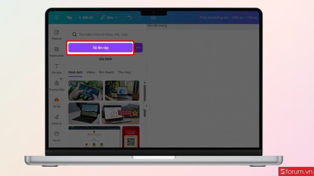 Tải hình ảnh bạn cần đổi hình nền lên Canva