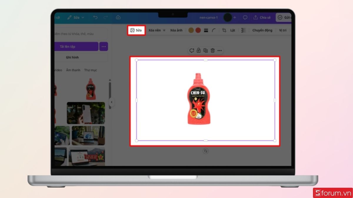 kéo ảnh vừa tải vào khung chỉnh sửa