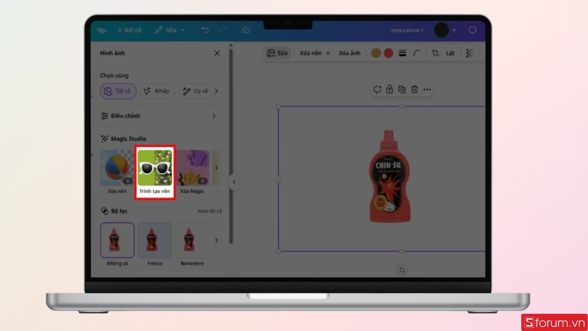 Trong mục Magic Studio và chọn Trình tạo nền