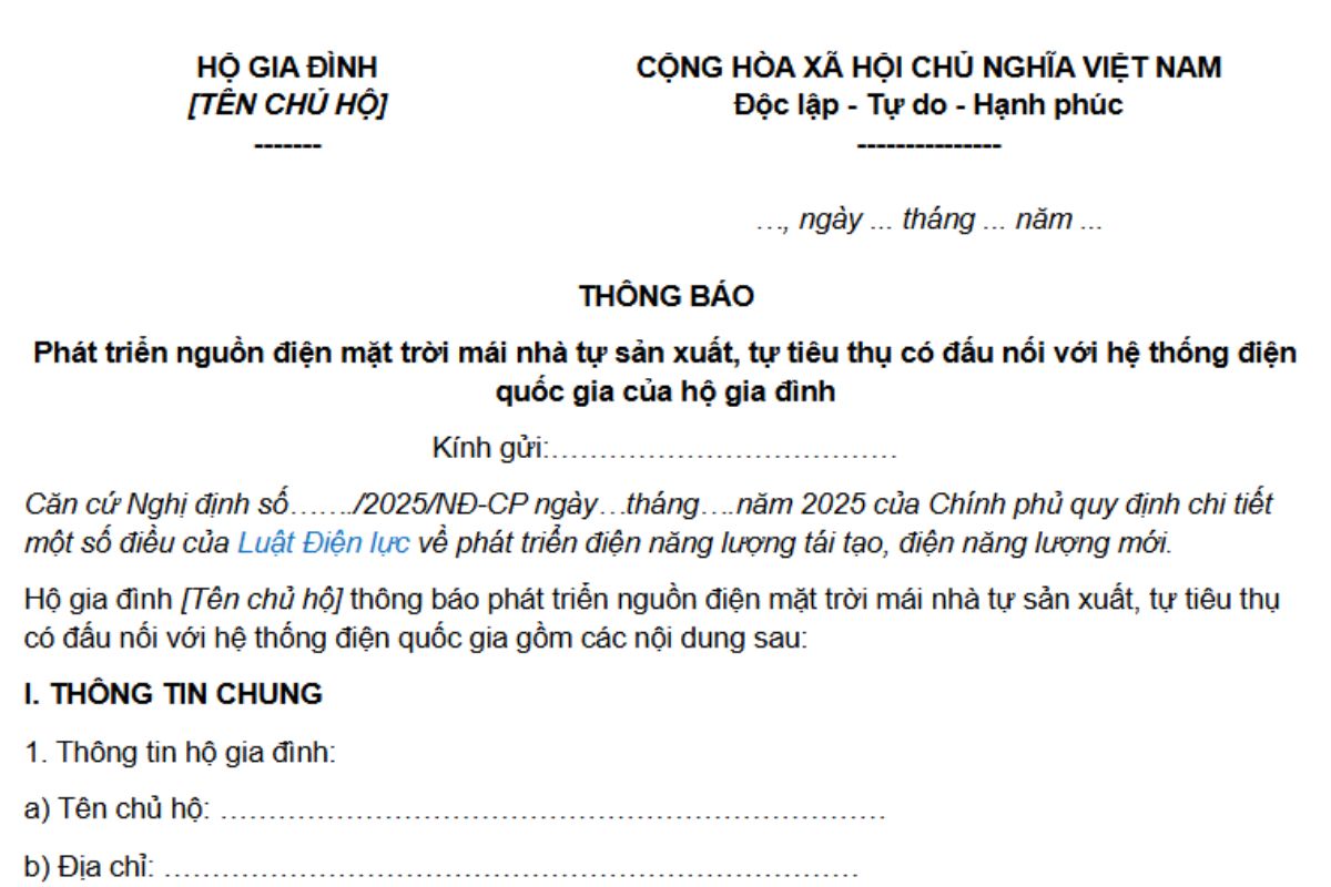 Hồ sơ nộp online khi muốn lắp điện mặt trời tại nhà