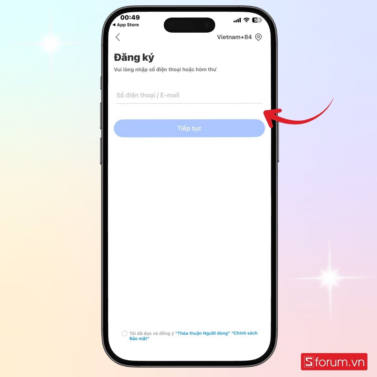 Nhập số điện thoại hoặc email để đăng ký
