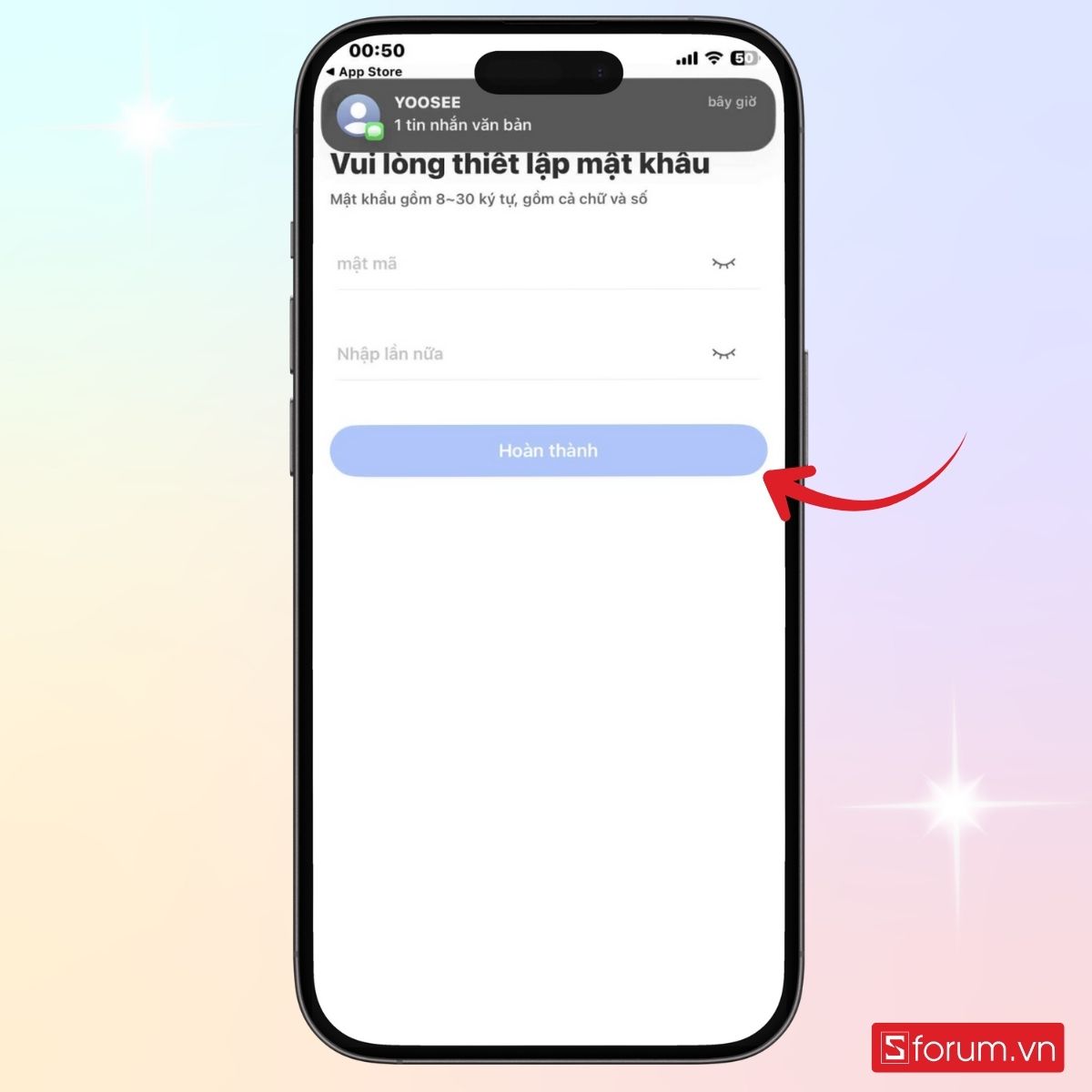 Tạo mật khẩu mới trên Yoosee