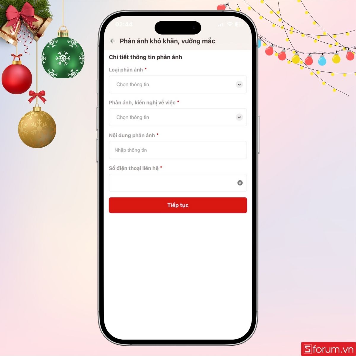 Giao diện tạo phản ánh