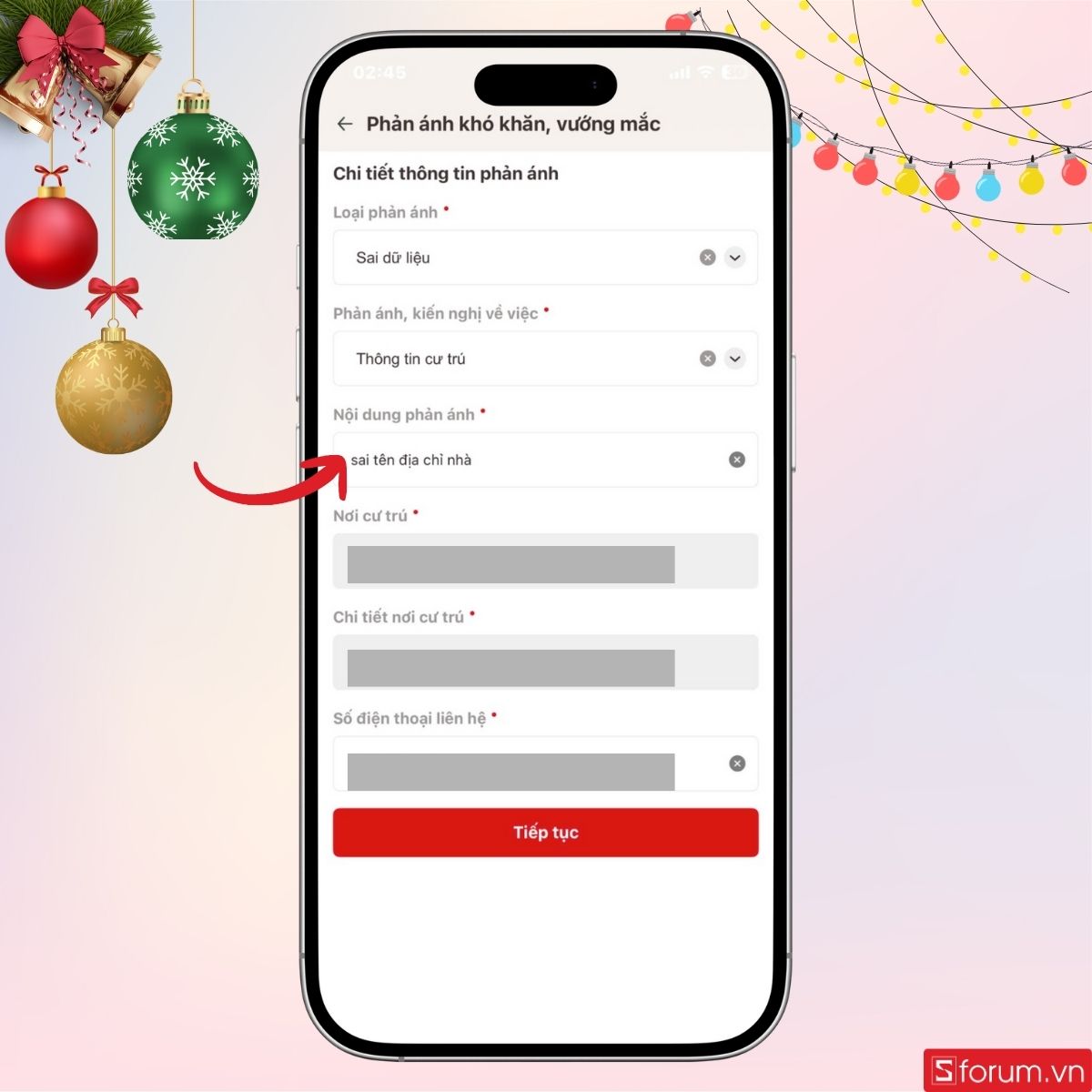 Nhập mô tả yêu cầu thay đổi thông tin địa chỉ của bạn