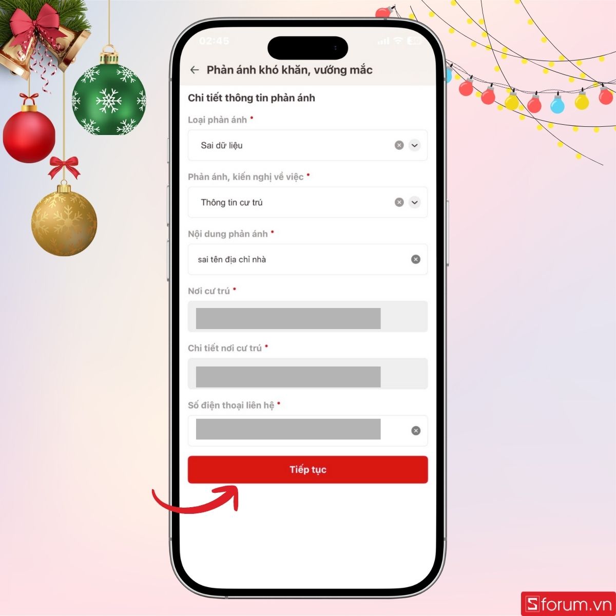 Nhấn Tiếp tục để hoàn tất