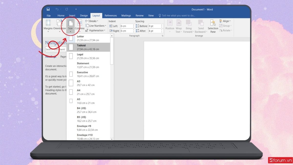 Kiểm tra kích thước trang trên Document