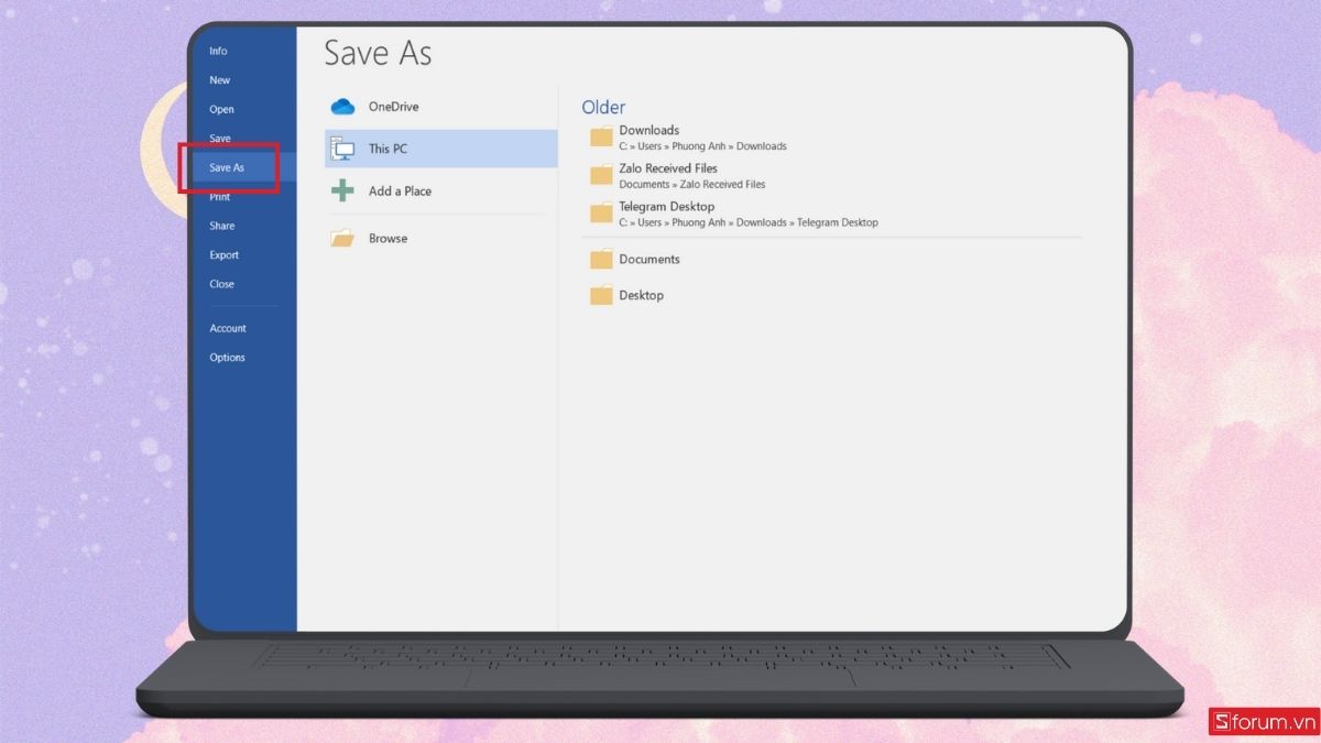 Lưu file Word vừa tạo