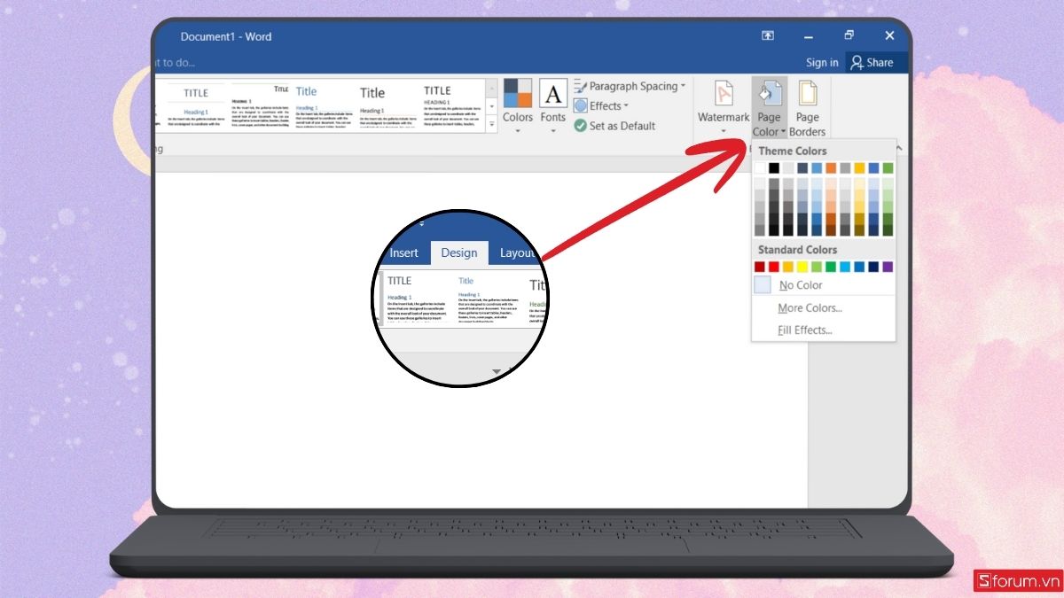 Nhấn chọn Page Color