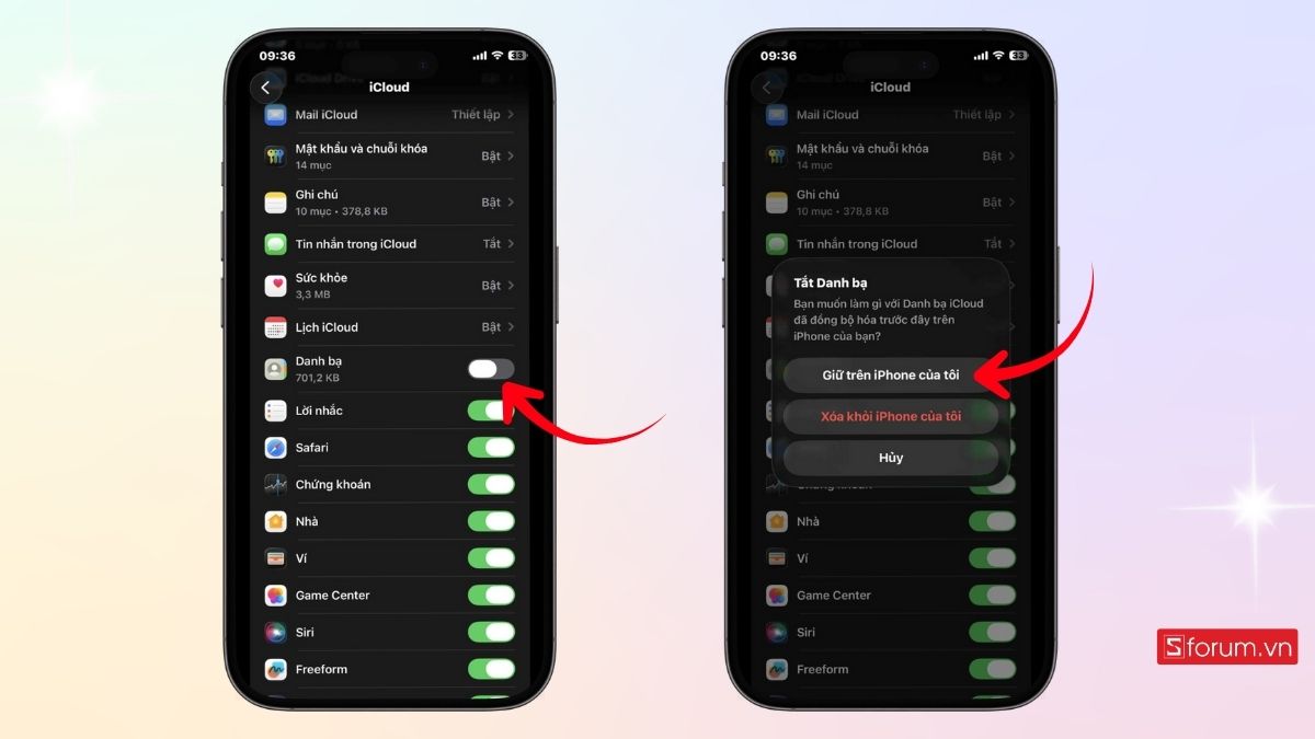 Tắt đồng bộ danh bạ trên iCloud