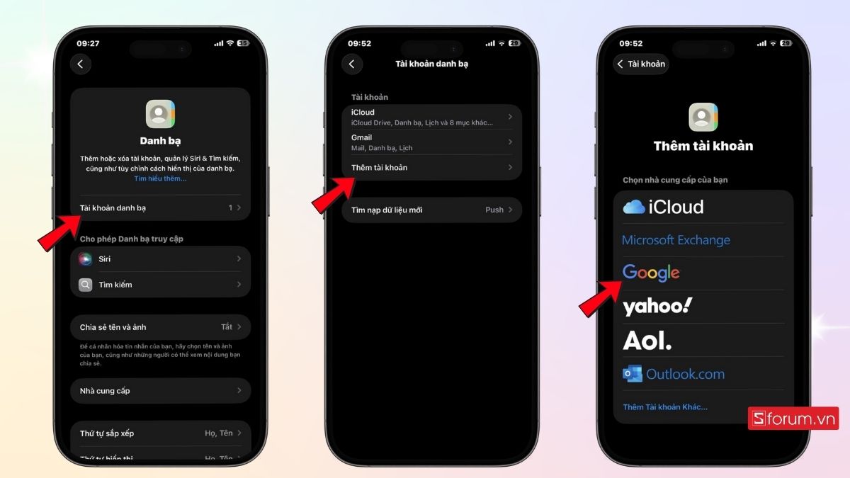 Thêm Gmail vào Danh bạ