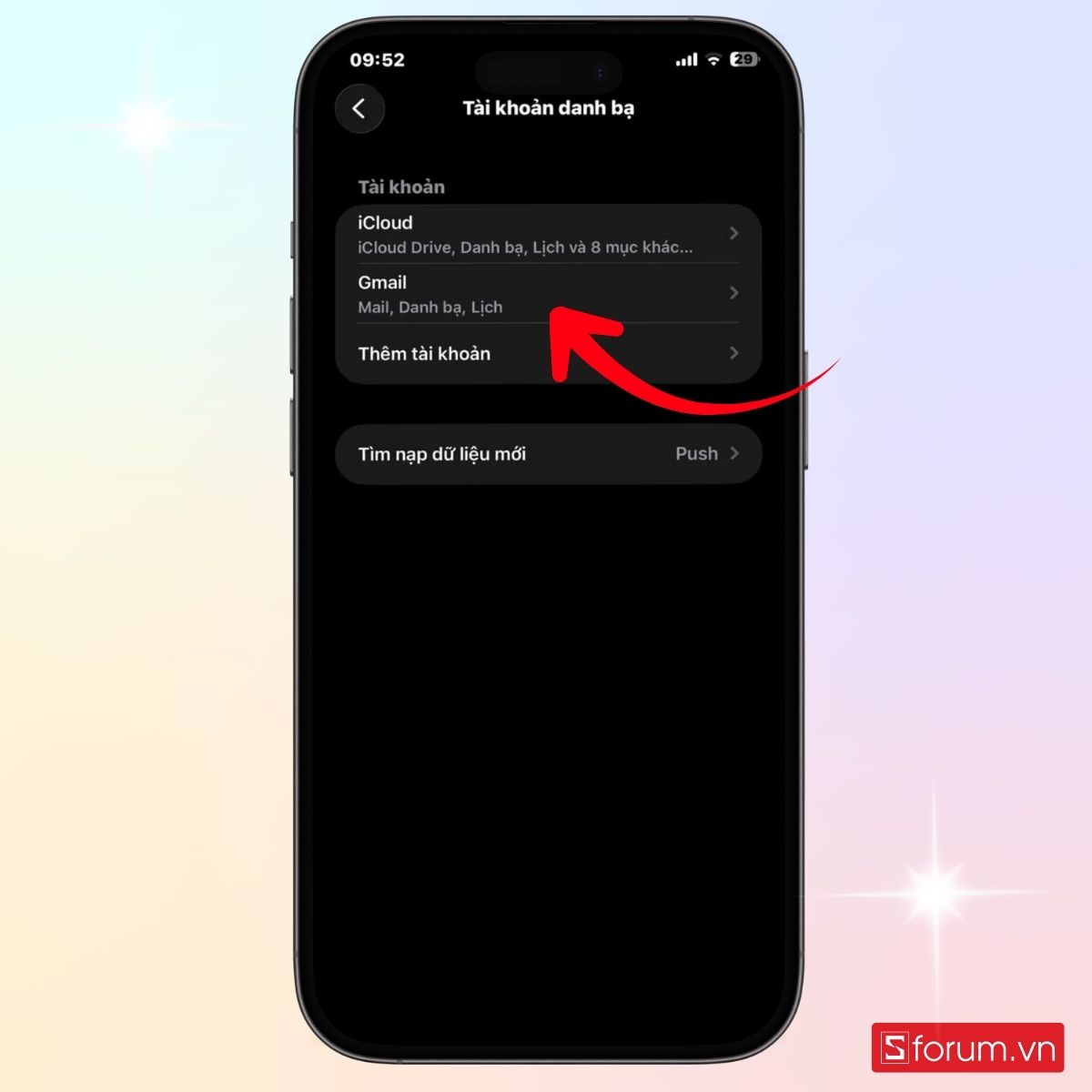 Mở Gmail trong tài khoản Danh bạ