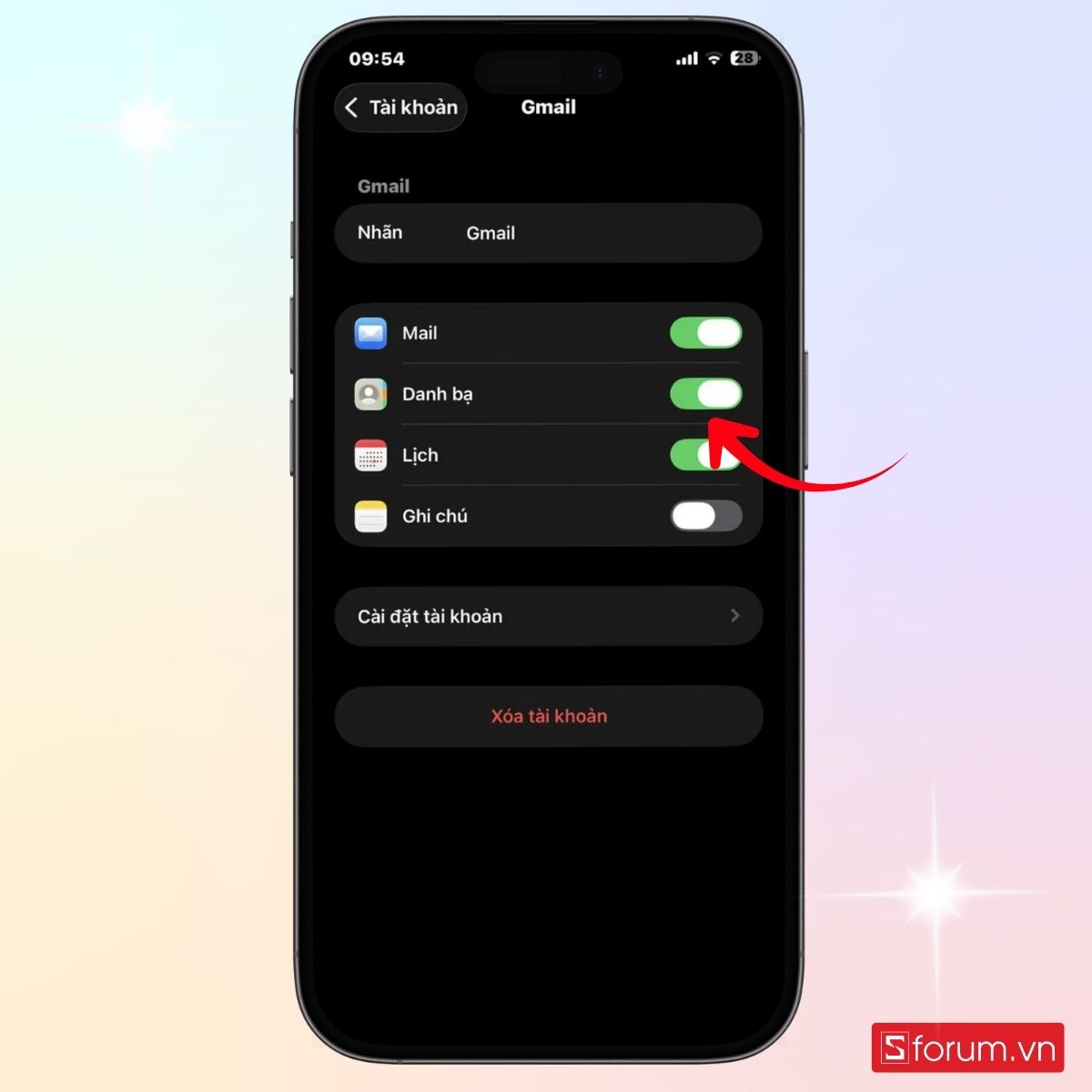 Mở tự động Danh bạ trên Gmail