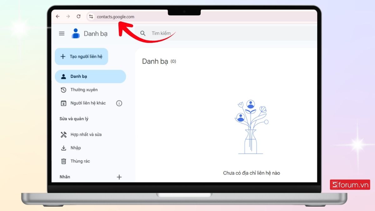 Truy cập contacts.google.com